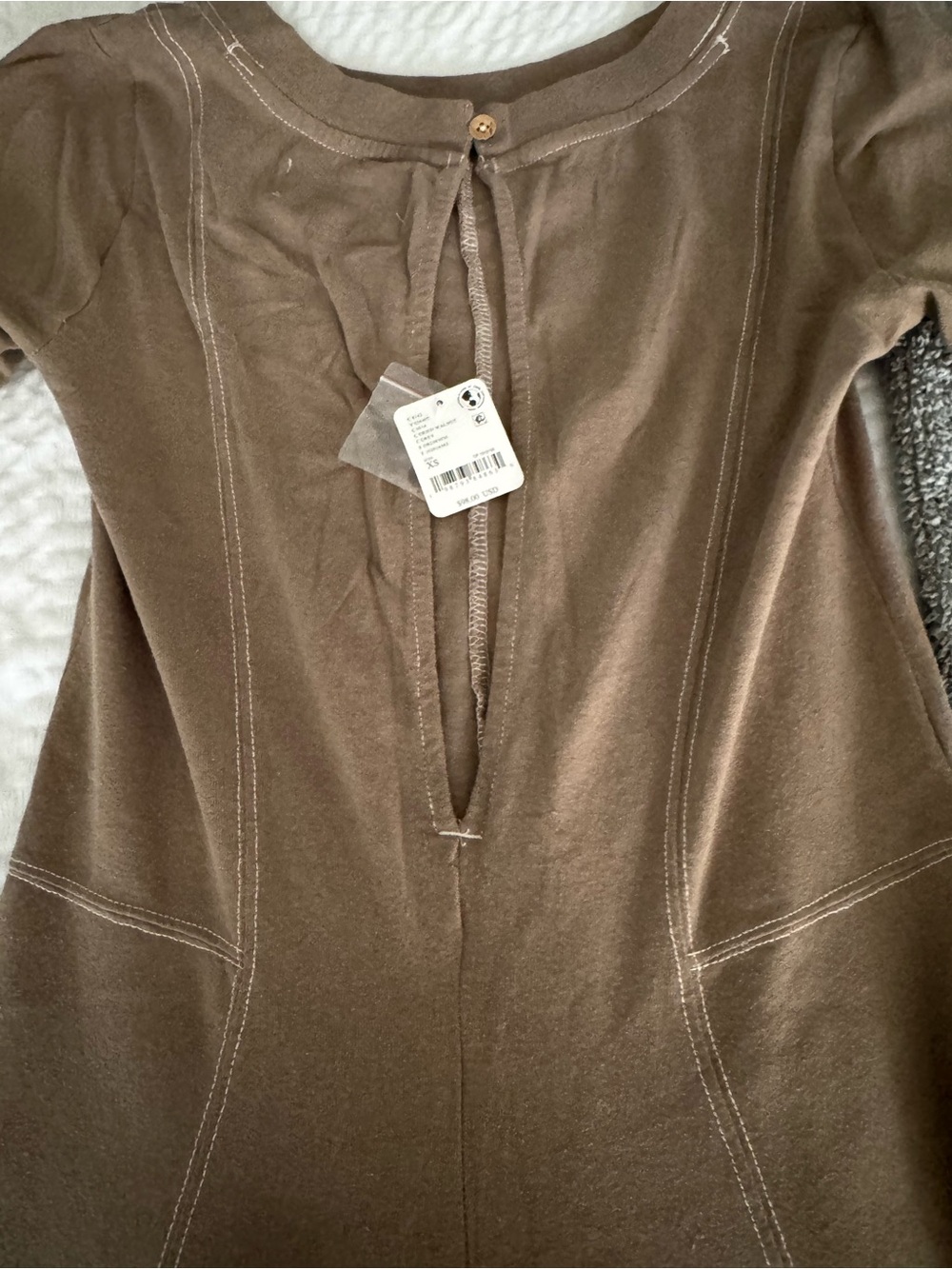 Free People Taupe Wide-Leg Long-Sleeve Jumpsuit - Picture 6 of 6